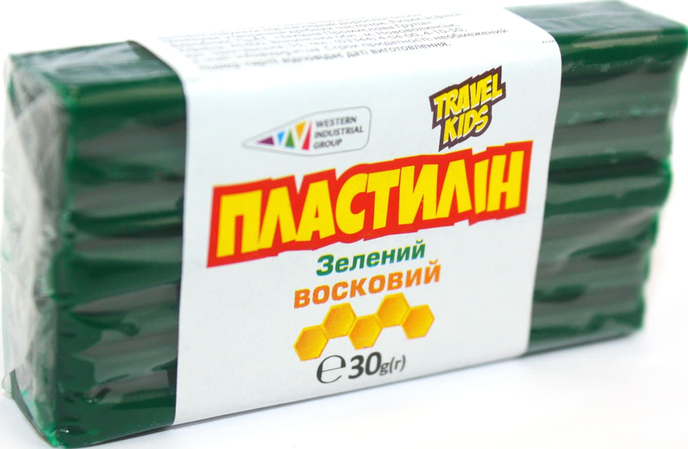 Пластилін "Гамма UA" 30гр зелений,восковий №333108(12)(48)