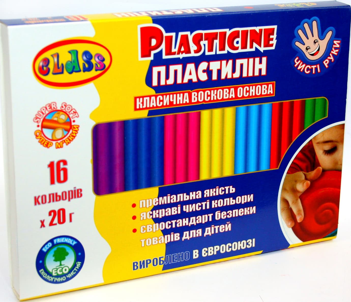 Пластилін 16 кольорів 20 гр Class MAXI (30) 7647С