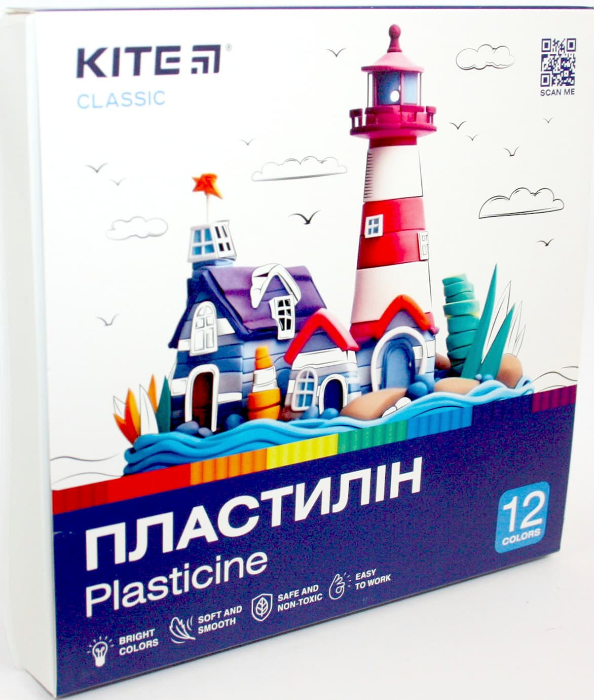 Пластилін "Kite" Classic 12 кольор. 240гр №K-1086(20)