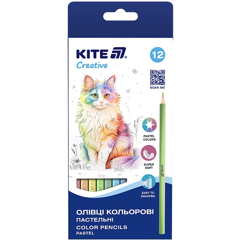 Карандаши цветн. 12 цветн. "Kite" №K-451 Kite Creative Pastel(12)(240)
