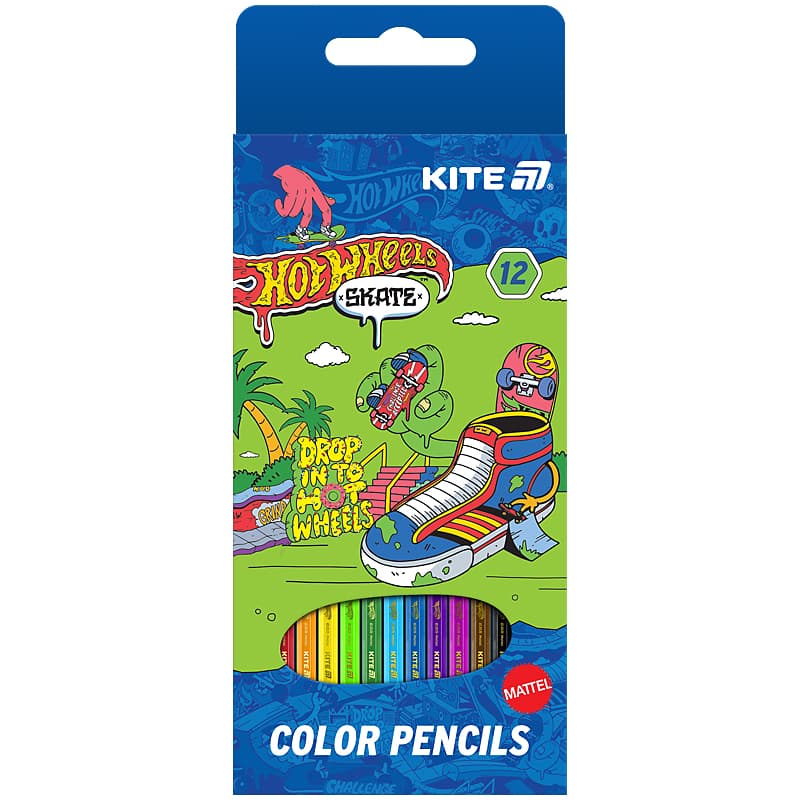 Карандаши цветн. 12 цветн. "Kite" №HW25-051-2 Hot Wheels-2(12)(240)