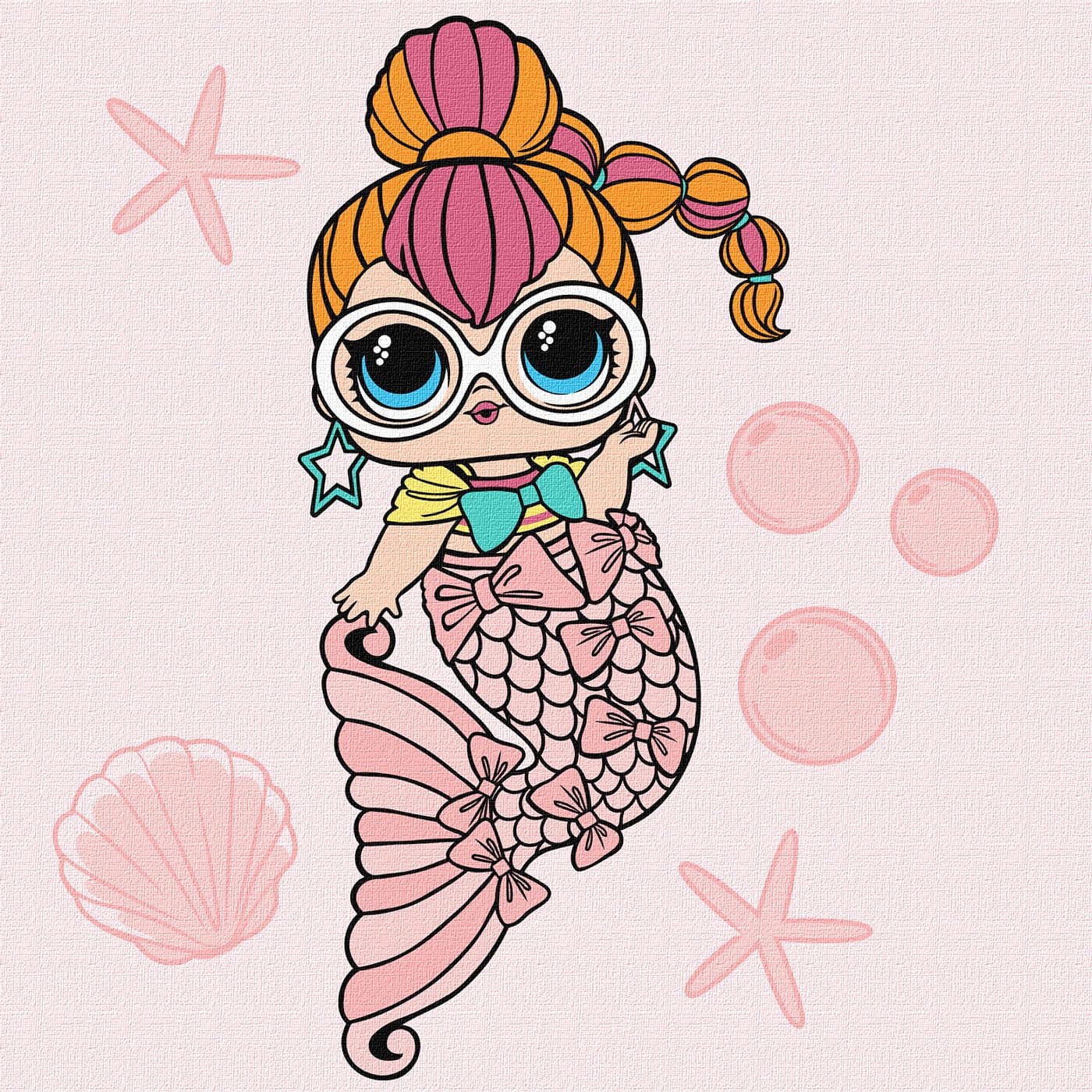 Картини по номерах акрил. для дітей"L.O.L.Surprise!MermaidsNeonQT"40х40см№KHO6264/Ідейка