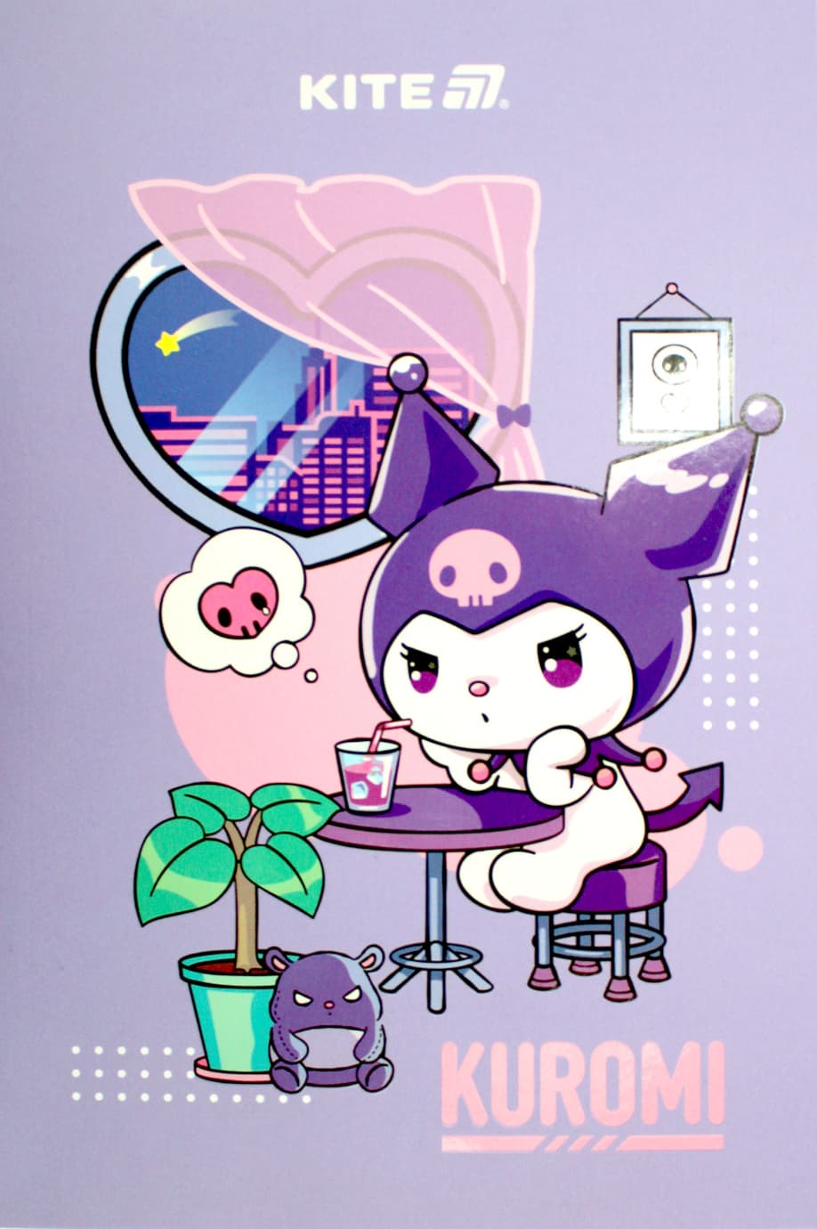 Блокнот А5 64л. б/лин. мягкая обл. Kuromi термобиндер №HK25-193/Kite/(10)