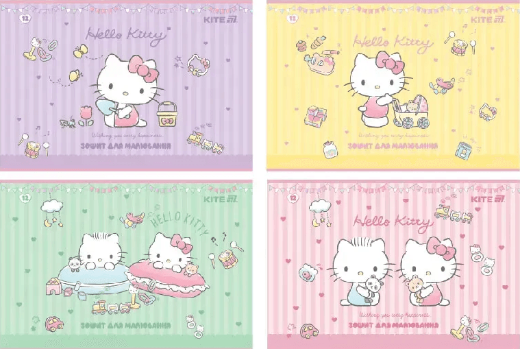 Тетрадь для рисов. на скобе 12 л.софт тач + УФ лак "Hello Kitty" №HK25-241-1/Kite/