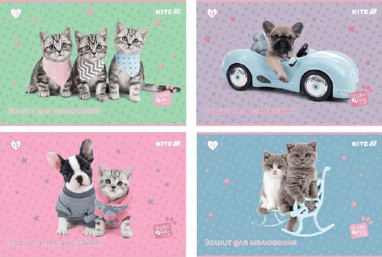Альбом для рисов. на скобе 12/100 А4 "Studio Pets" софт тач+УФлак №SP25-241/Kite/(20)(160)