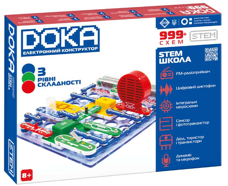 Конструктор электронный "Doka" Школа 999+Схем №D70708/КиддиСвит/
