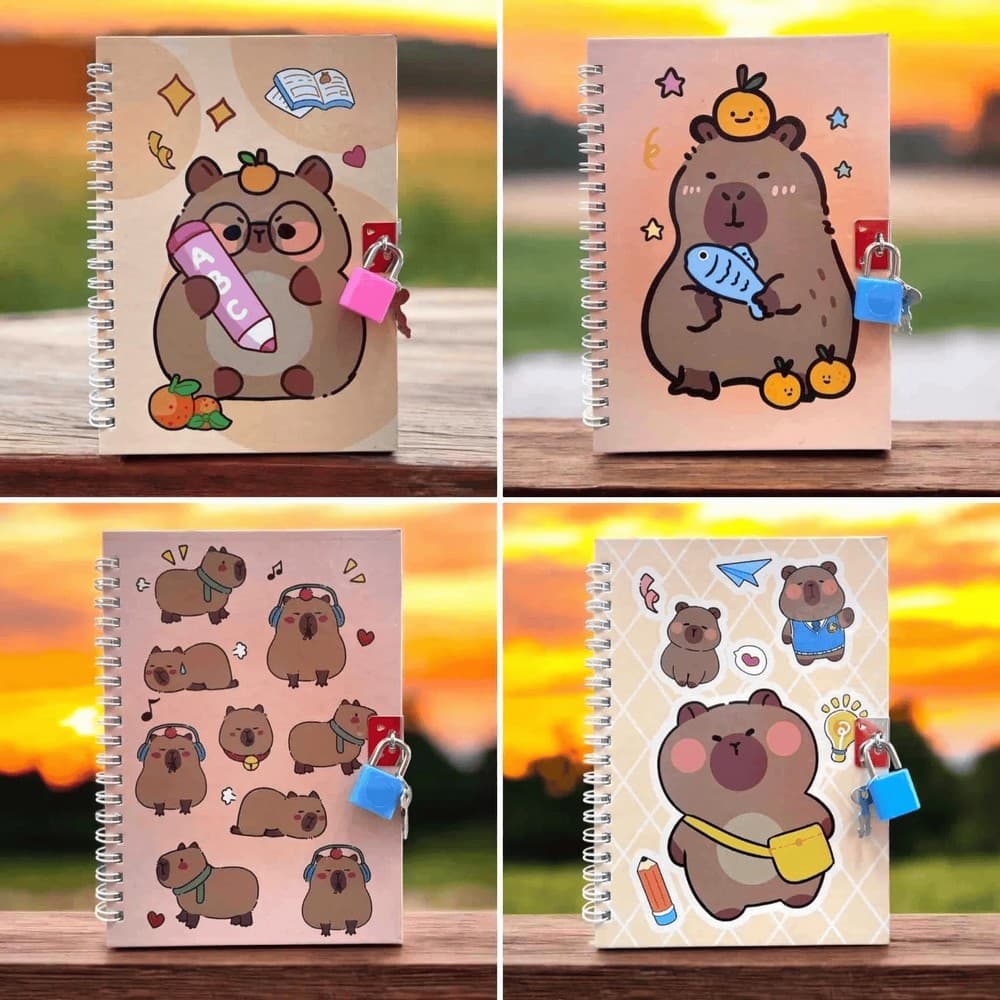 Блокнот пруж. бок. В6 48л. клет. с замком ассорти "Kids line. Capybara" №ZB.700004/Zibi/