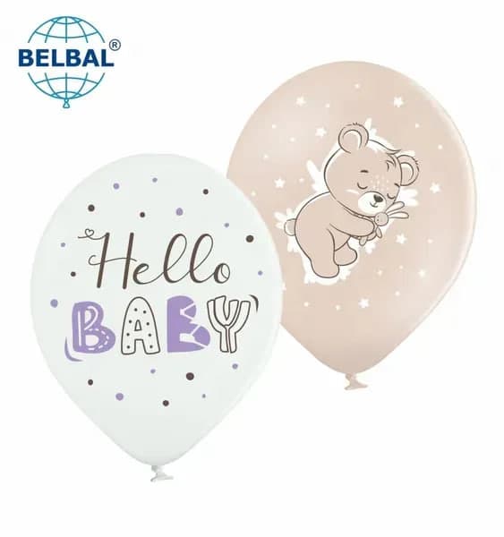 Кулька повітр. латексна 12"/30см "Hello Baby" ведмедик/BelBal/(25)