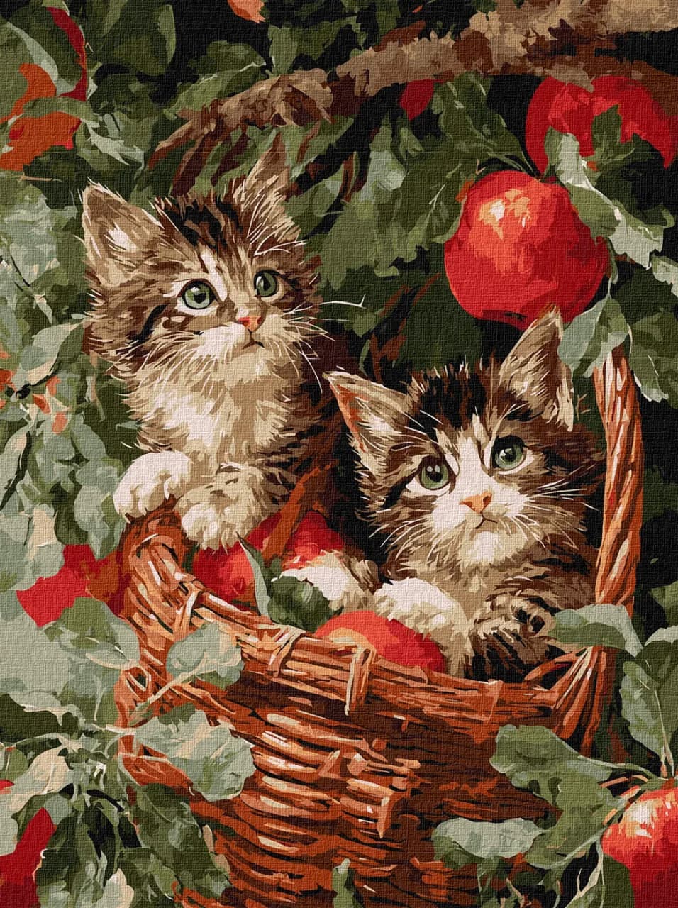 Картини по номерах акрил. "Коти у кошику" 30х40см №KHO6949/Ідейка/