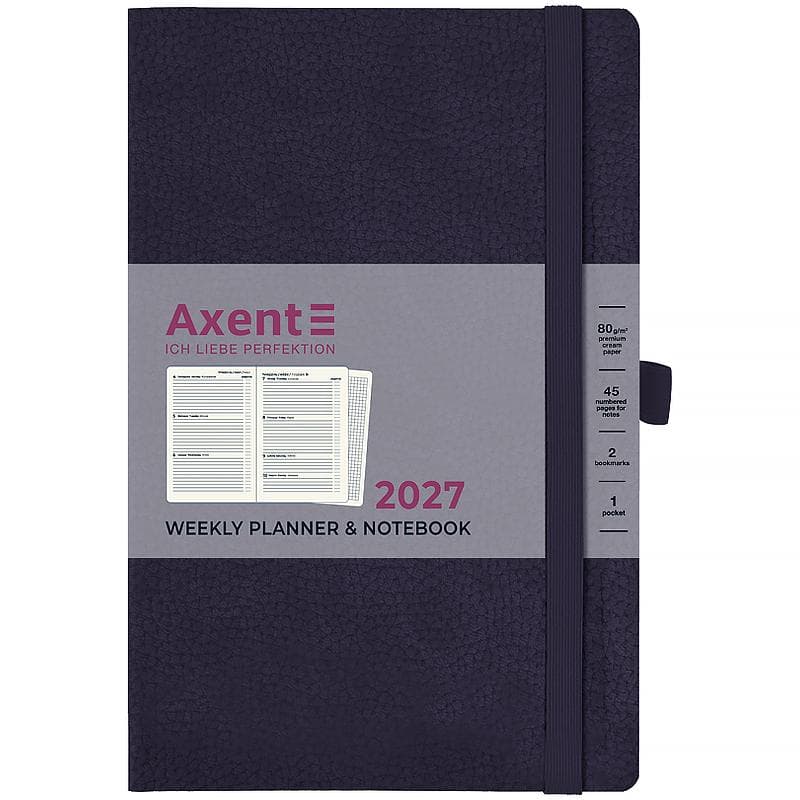 Щотижн. В6 "Axent" дат2027 Partner Soft Skin,синій №8509-27-02-A