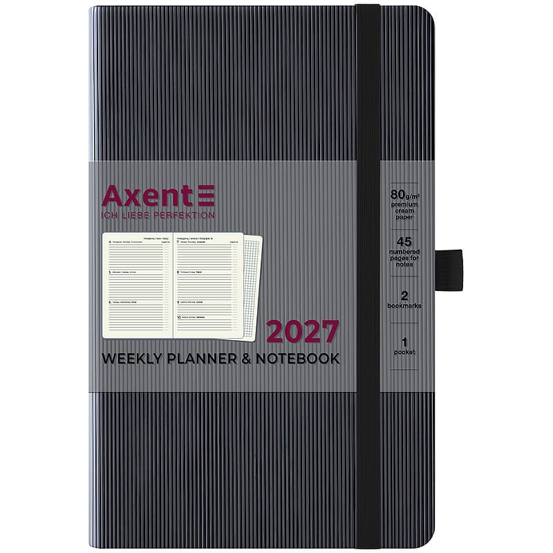 Щотижн. В6 "Axent" дат2027 Partner Lines чорний №8515-27-01-A