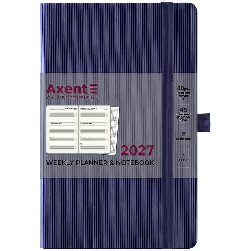 Щотижн. В6 "Axent" дат2027 Partner Lines темно-синій №8515-27-02-A
