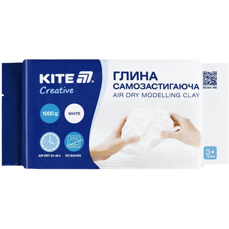 Глина самозастигаюча "Kite" Creative біла 1000гр №K-290