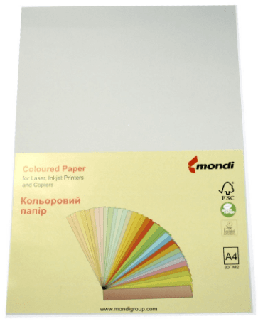 Папір кольор. А4 80г/м інт. Mondi Coloured GR21 Grey (сірий)(10)