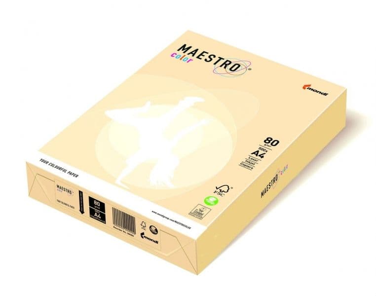 Бумага цветн. А4 80г/м Maestro Color Pastell BE66 Vanilla (ванильный)(10)