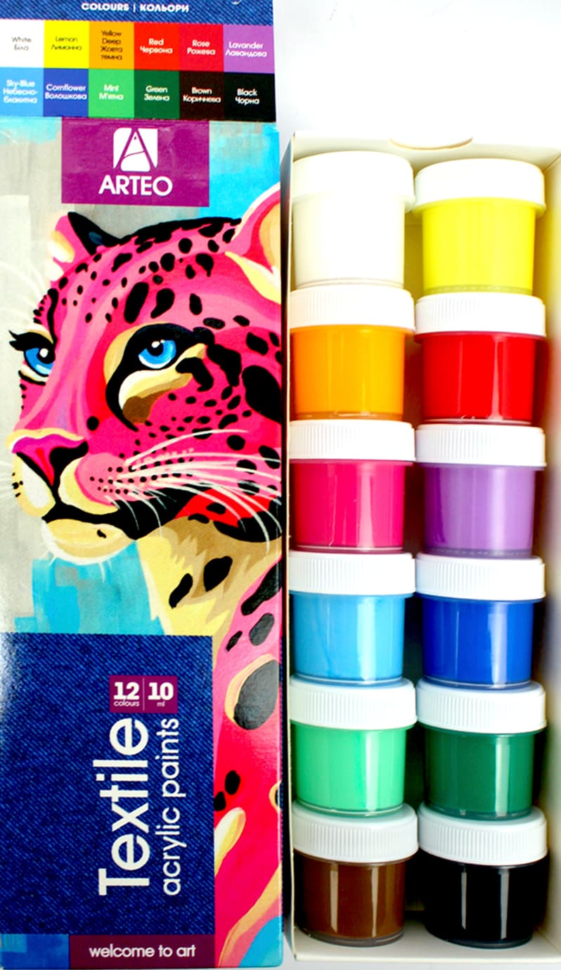 Набір акрил. фарб 12х10мл "Arteo" Animals для тканини №322113006(12)