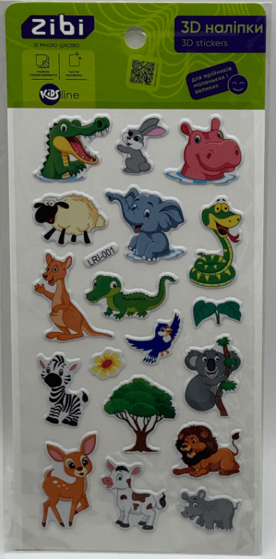 Наклейка 3D "Зверята из Африки" 18см, KIDS Line №ZB.63358/Zibi/