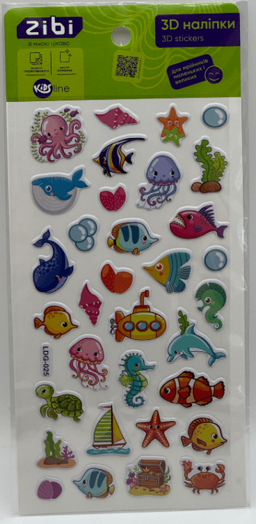 Наклейка 3D "Морские рыбки" 22см, KIDS Line №ZB.63319/Zibi/