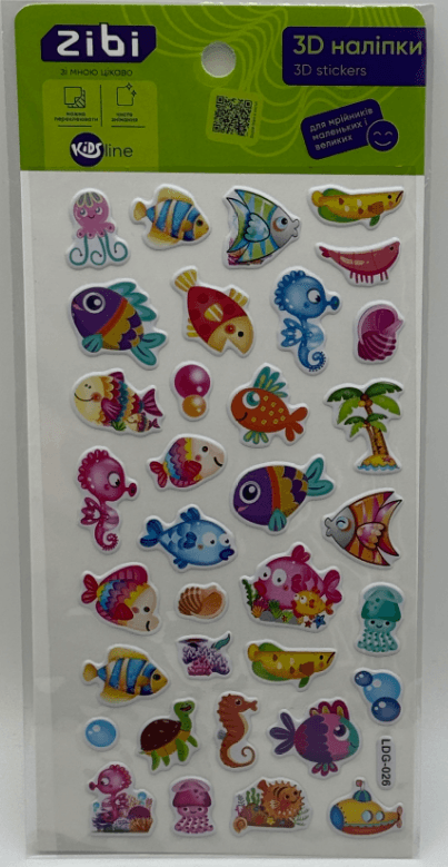 Наклейка 3D "Рифовые рыбки" 18см, KIDS Line №ZB.63320/Zibi/