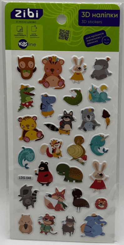 Наклейка 3D "Лесные зверята" 18см, KIDS Line №ZB.63329/Zibi/