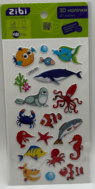 Наклейка 3D "Морская фауна" 18см, KIDS Line №ZB.63343/Zibi/