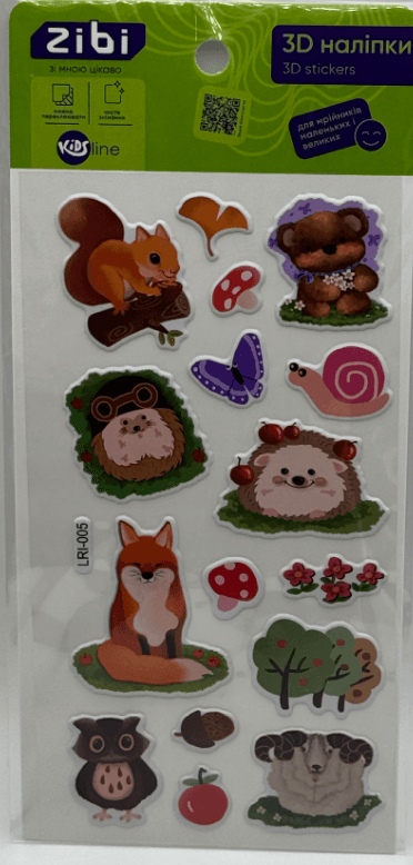 Наклейка 3D "Лесные обитатели" 18см, KIDS Line №ZB.63362/Zibi/