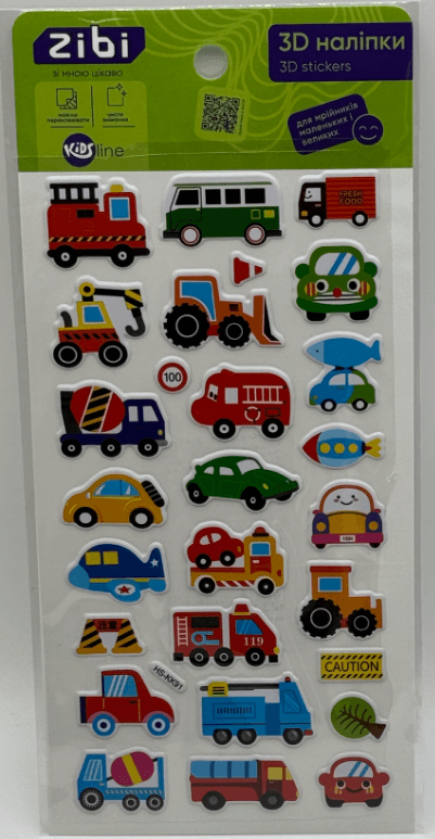 Наклейка 3D "Рабочие машинки" 18см, KIDS Line №ZB.63373/Zibi/