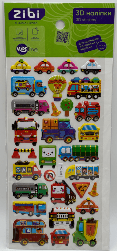 Наклейка 3D "Городской транспорт" 23см, KIDS Line №ZB.63385/Zibi/