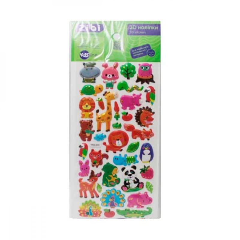 Наклейка 3D "Экзотические животные" 23см, KIDS Line №ZB.63390/Zibi/