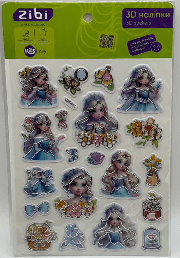 Наклейка 3D "Цветочные принцессы" 19см, KIDS Line №ZB.63398/Zibi/