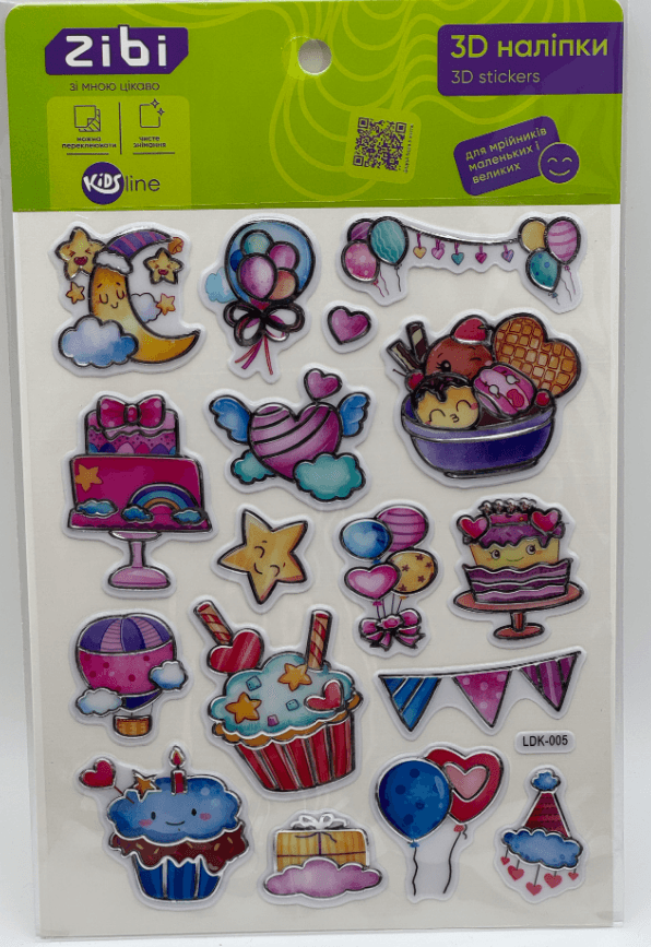 Наклейка 3D "Сладкие пирожные" 19см, KIDS Line №ZB.63406/Zibi/