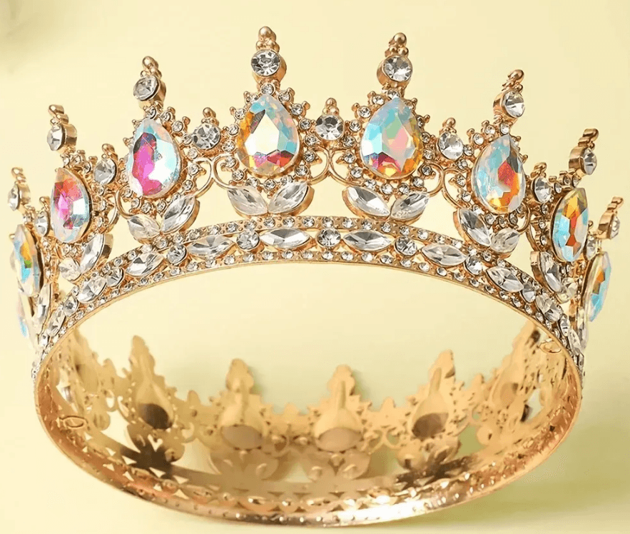 Корона метал. с пиками,золото с белыми камнями, 2вида 12,5х5,5см