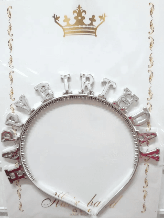 Обруч для волосся "Happy birthday" срібло №15809(20)