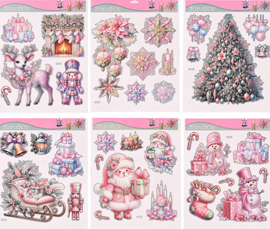 Наклейка новогодняя для окон "Merry Christmas" 31х38см №R34001(12)