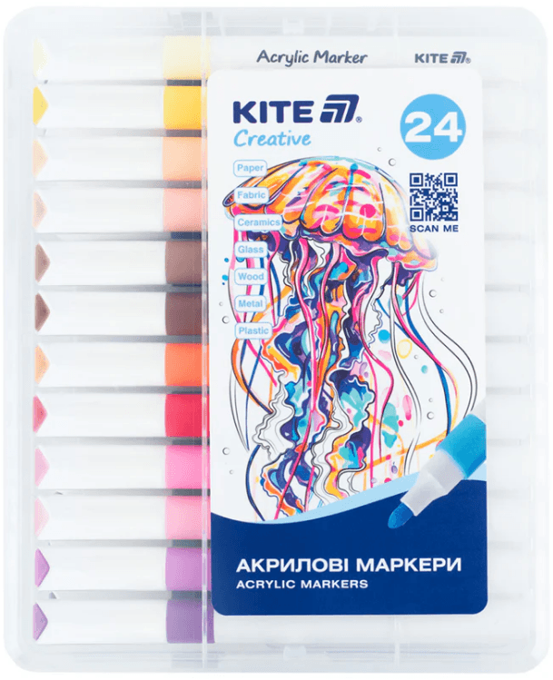 Набор маркеров акрил. "Kite" Creative Jumbo №K-1291 24шт