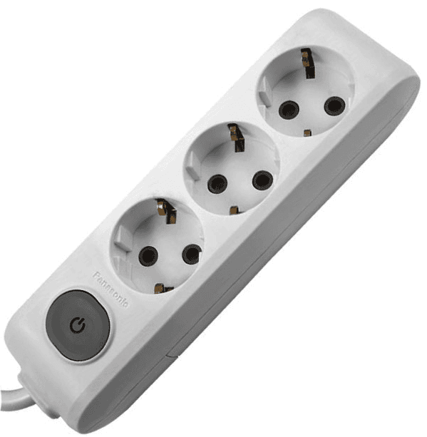 Подовжувач "Panasonic" 3гнізда 5м+зазем.,захисні шторки,з вимикачем 16A сірий№WLTA0435-2GR
