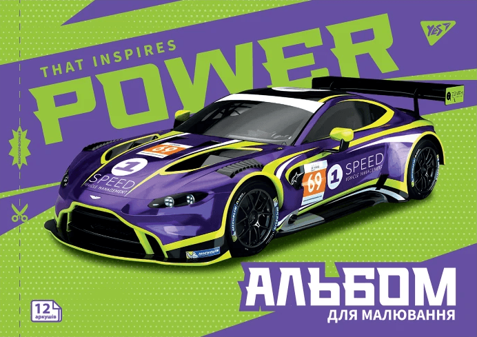 Альбом для рисов. на скобе 12/100 А4 с перфор. Sport car №130602/Yes/(8)(192)
