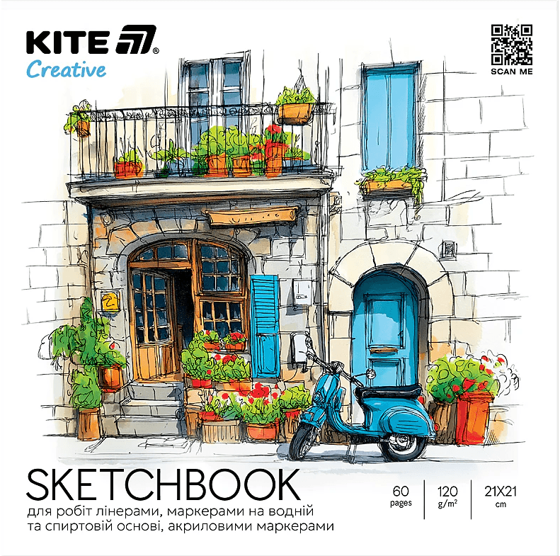 Скетчбук для работ маркерами 30/160 В5 №K-1282/Kite/