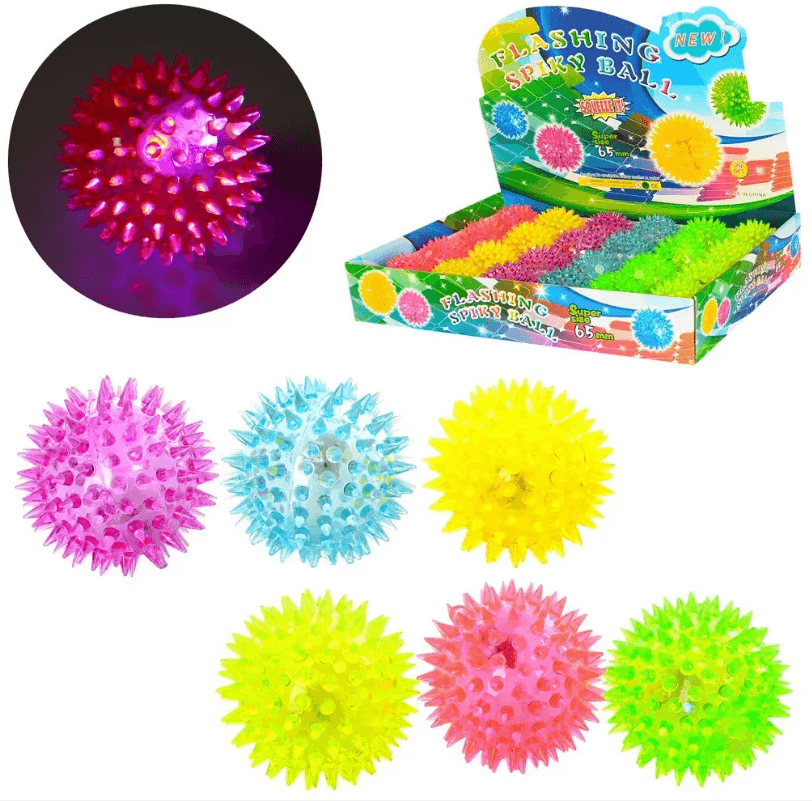 Мяч массажный 7,5см,пищалка,свет,6цветов,в дисплее,31х22,5х8см №MS 1137-1(240)