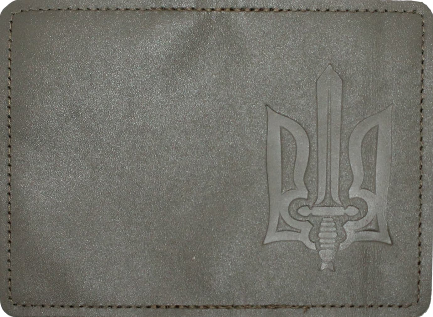 Обклад. на паспорт ID-1 Тризуб Меч шкіра хакі тисн. №54589