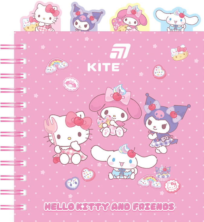 Блокнот пруж. В6 80арк. кліт. карт. обкл. з розділювачами "Hello Kitty" №HK26-278/Kite/