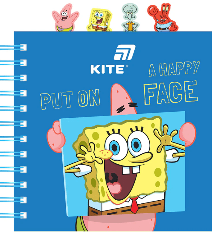 Блокнот пруж. В6 80л. клет. карт. обл. с разделителями "Sponge Bob" №SB26-278/Kite/