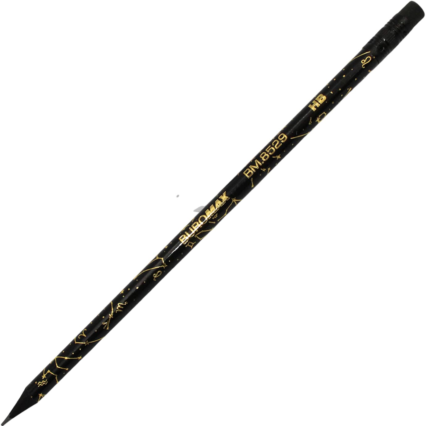 Карандаш гр. "Buromax" №BM.8529 HB Black Zodiac с резинкой(100)