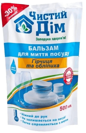 Моющее средство д/посуды "Чистый дом" 500мл Горчица и облеп.