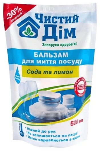 Моющее средство д/посуды "Чистый дом" 500мл Сода и Лимон