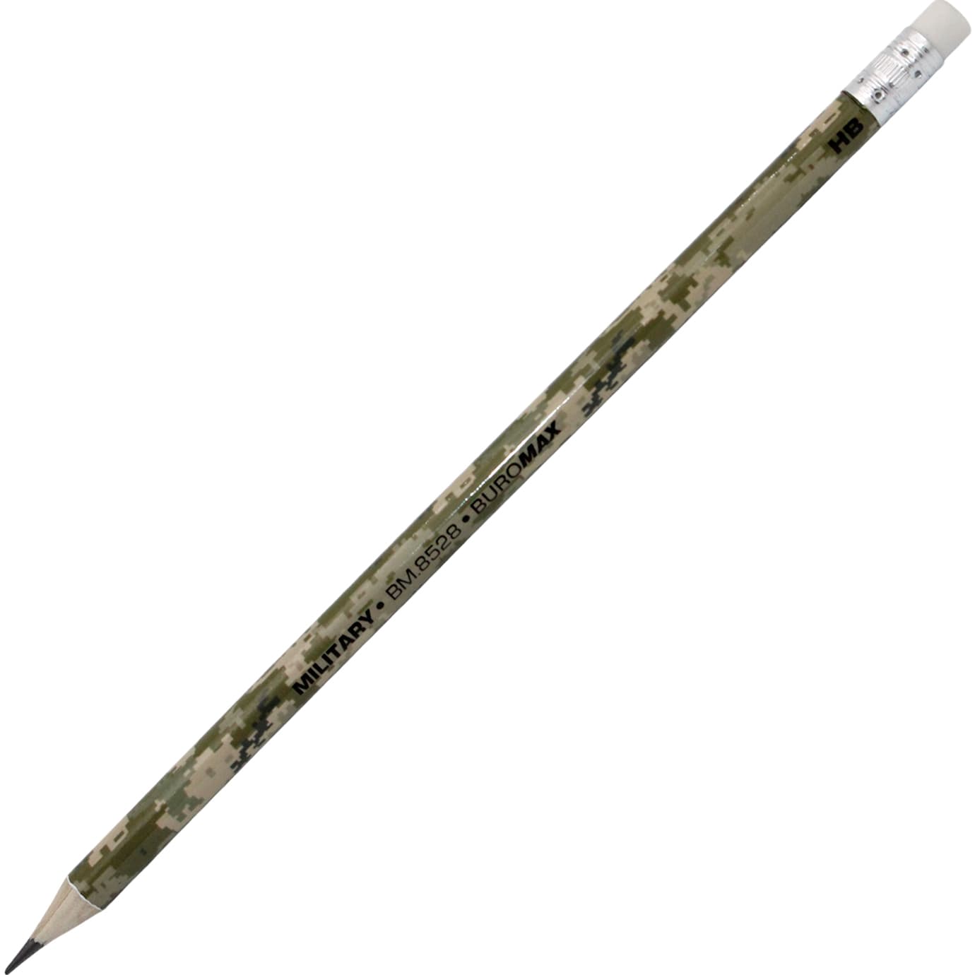 Карандаш гр. "Buromax" №8528-HB Military с резинкой(100)(2400)