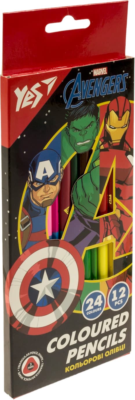 Карандаши цветн. 24 цветн./12шт "Yes" №290678 Marvel.Avengers(12)