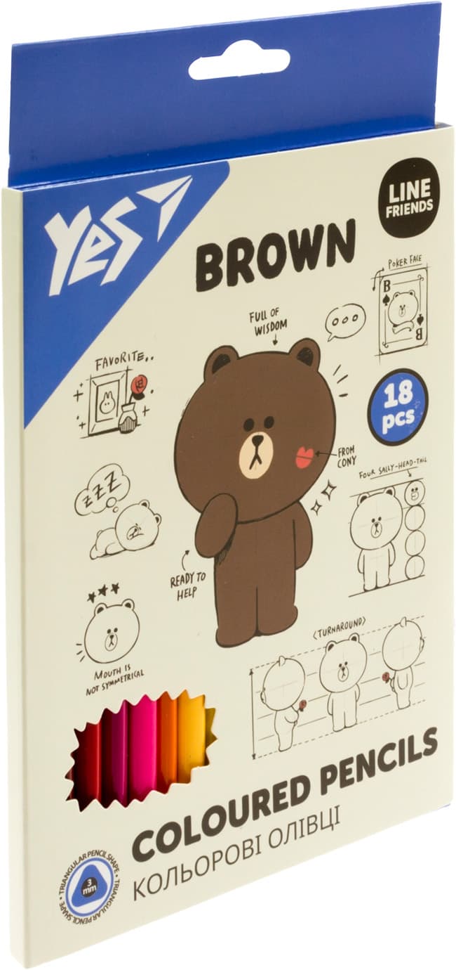 Карандаши цветн. 18 цветн. "Yes" №290712 Line Friends(8)(160)