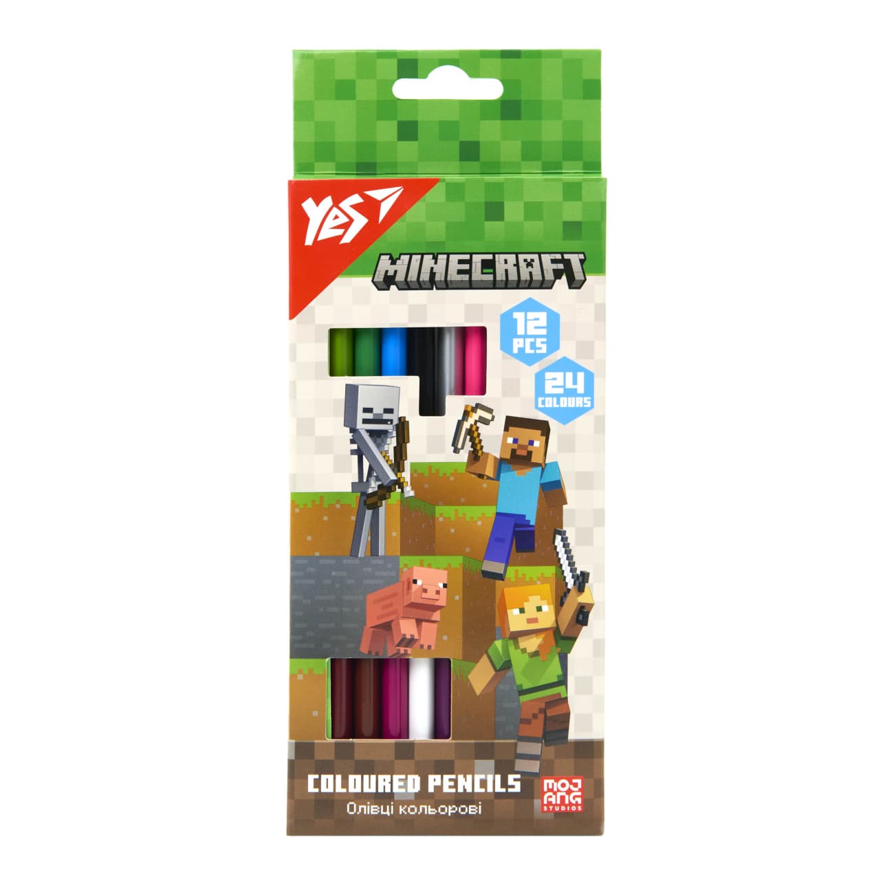 Карандаши цветн. 24 цветн./12шт "Yes" №290763 Minecraft двухстор.(12)