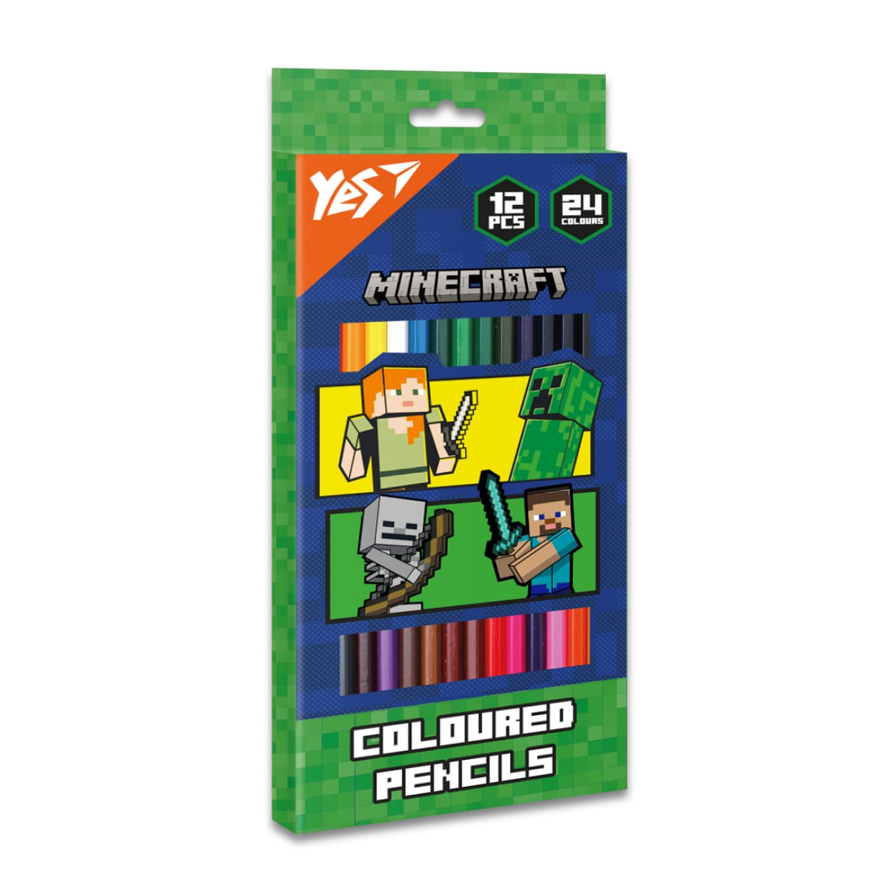 Карандаши цветн. 24 цветн./12шт "Yes" №290744 Minecraft. Heroes(12)(240)